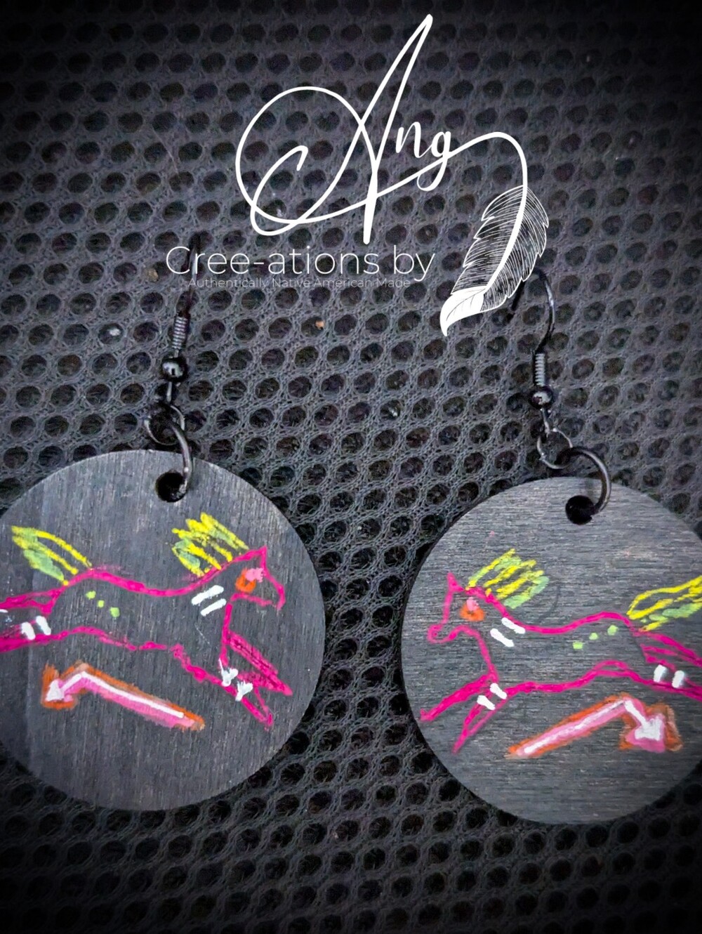 Hand Painted Native American Line Drawing War Ponies Earrings